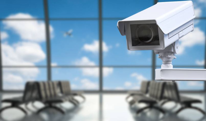 security camera on an airport
