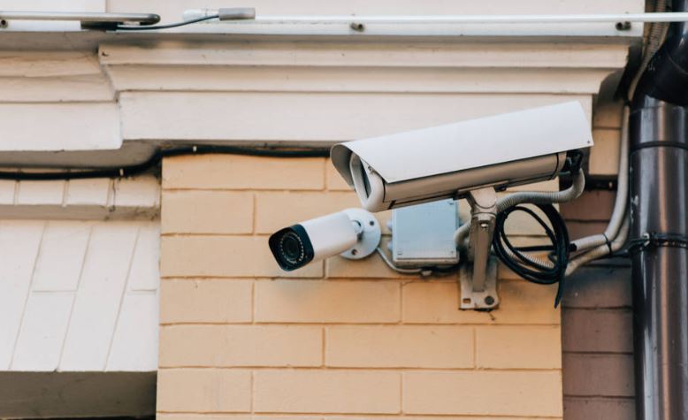 wired security camera outdoors