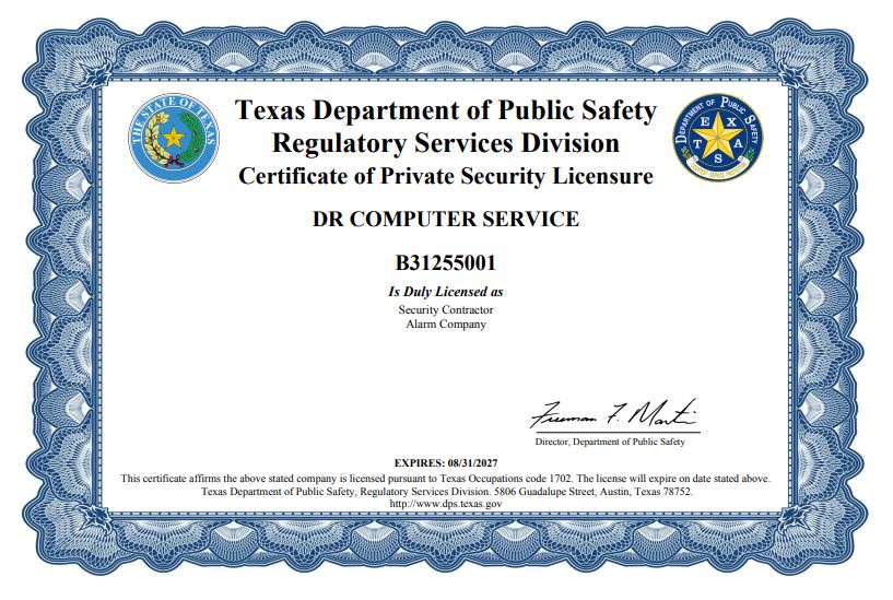 Texas department of public safety regulatory services division license